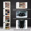 360 Rotating Shoe Rack Tower - Premium Round Metal Shoe Organizer with Magnetic Doors - Stylish Tall Revolving Shoe Stand for Entryway, Hallway & Corner Storage - Modern White Cabinet view 4