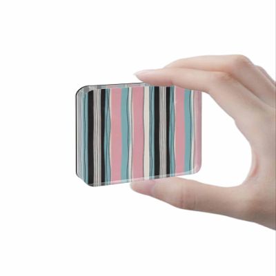 1 Pcs Acrylic Fridge Magnets Watercolor Bending Stripes Small Square Refrigerator Magnet Pink Blue Lines Magnet Stickers for Kitchen,Office Whiteboard,Cabinet,Locker