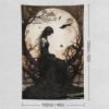 Tapestry Wall Hanging Woman In Black Dress By Full Moon Bare Trees & Crows Art Style - Home Decor For Bedroom Living Room Dark Mystical Aesthetic Fantasy Art40 x60 Tapestry view 2