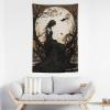 Tapestry Wall Hanging Woman In Black Dress By Full Moon Bare Trees & Crows Art Style - Home Decor For Bedroom Living Room Dark Mystical Aesthetic Fantasy Art40 x60 Tapestry view 3