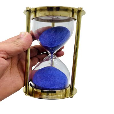 Brass Sand Timer 2 Minute Hourglass Timer Clock with Sparkling Natural Sand 14.5cm Sand Glass Timer for Home & Kitchen Office Table Desk