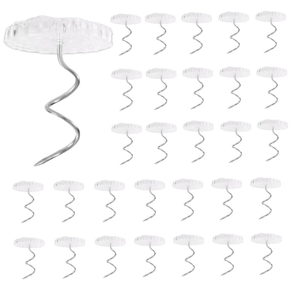 Upholstery Pins, 30PCS Clear Head Twist Bed Skirt Pins, Stainless Steel Bedskirt, Non Slip Headliner for Slipcovers and Bedskirts