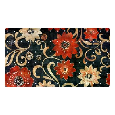 Abstract Flowers Art Pattern Bath Tub and Shower Mats, Non Slip Bathmat with Drain Holes and Suction Cups for Bathroom Floor, 15.1 x 26.8 Inch