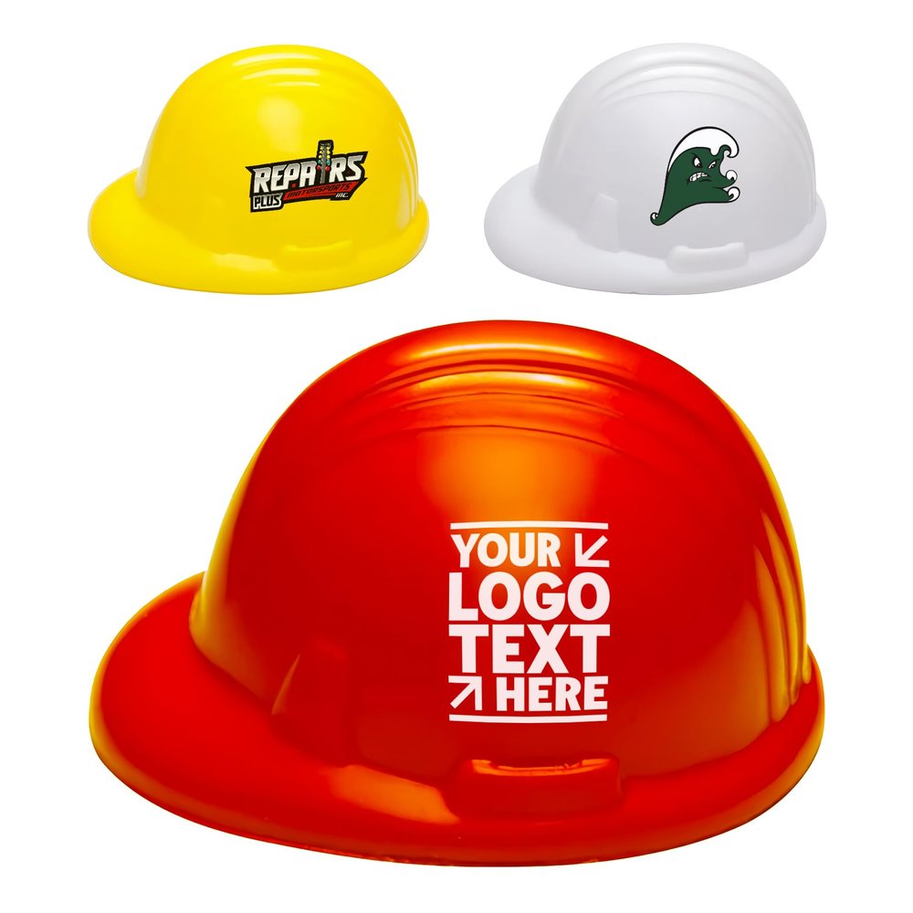 Custom Hard Hat Stress Balls Helmet-Shaped Adult Stress Relievers with Logo for Construction Companies, Trade Shows & Corporate Gifts (50)
