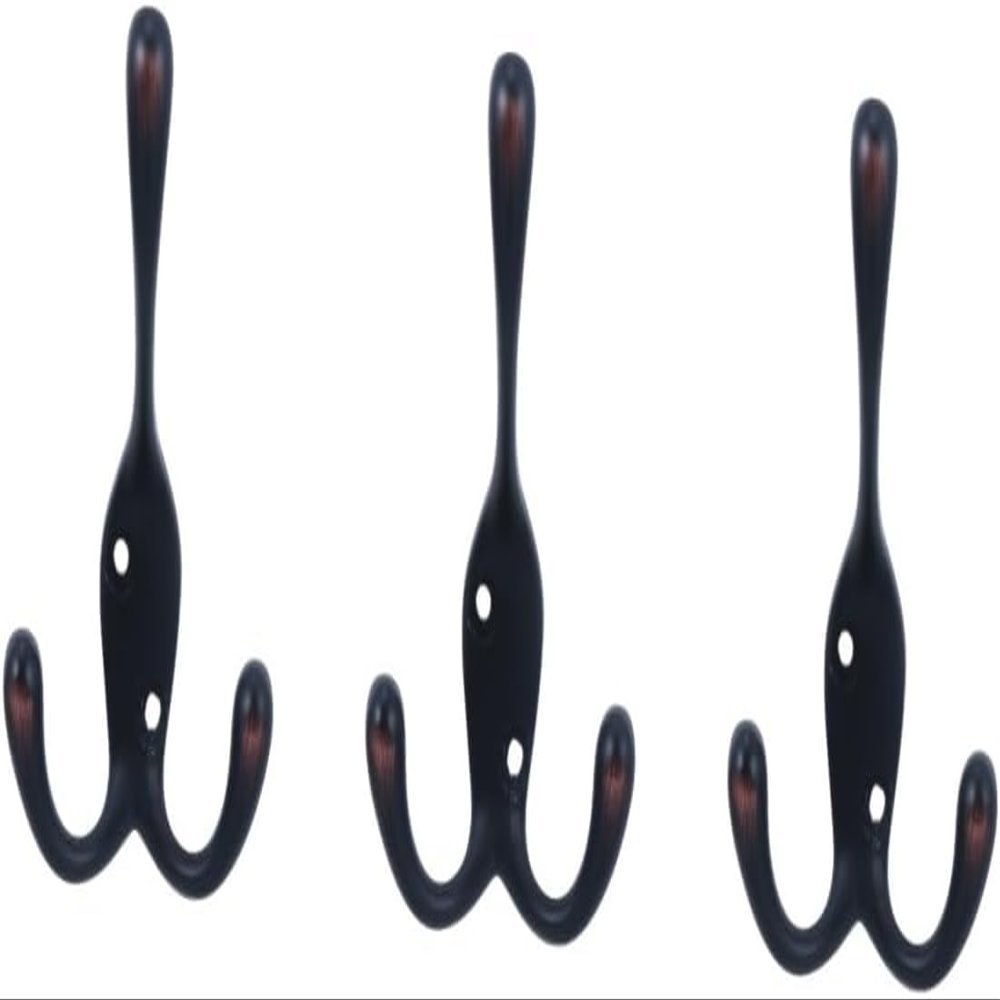 NXIPQYT Shower Towel Hook, 2pcs Retro Iron Wall Mounted Clothes Hanger Vintage Style Door Hook(Blackx3pcs,11x7x3cmx3pcs)