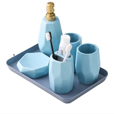 Bathroom Accessories Set Soap Dispenser Ceramic Bathroom Decoration Toothbrush Holder Box Bathroom Organizer