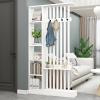 39.4IN Wall Room Divider - Freestanding Wood Room Divider with Shelves and Coat Rack, Wall Divider with Storage Cabinet and Display Shelf, Freestanding Decor for Bedroom, Office view 1