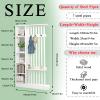 39.4IN Wall Room Divider - Freestanding Wood Room Divider with Shelves and Coat Rack, Wall Divider with Storage Cabinet and Display Shelf, Freestanding Decor for Bedroom, Office view 2