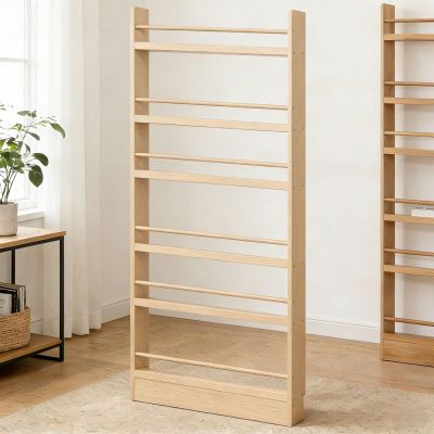 Behind The Door Bookshelf,Behind The Door Storage For Toys And Books,Narrow Thin Bookshelf With Open Display Shelves,Space Saving, Anti-Tip,Book Shelf Organizer For Books(Walnut,31.5''/3 Tier)