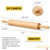 2 PACK Premium Wooden Rolling Pin 3-1/4" Diameter- Wooden Roll Pin w/Contoured Handles for Baking Pizza Fondant Pie Crust Cookie Pastry Dough Classic Pastry Rolling Pin (24 Inch) view 2