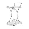 HSIJYGX Serving Cart with 2 Frosted Glass Shelves, Silver Kitchen Island Table Folding view 1