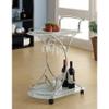 HSIJYGX Serving Cart with 2 Frosted Glass Shelves, Silver Kitchen Island Table Folding view 2