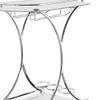 HSIJYGX Serving Cart with 2 Frosted Glass Shelves, Silver Kitchen Island Table Folding view 3
