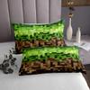 Manfei Pixel Miners Kids Bedspread Twin Size,Geometric Gird Patchwork Games Coverlet Set,Girls Boys Room Decor,Pixelated Blocks Gamepad Quilted Coverlet,Green Brown Bedding Quilt,1 Pillowcase view 4