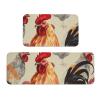 Animal Art Chicken Painting Kitchen Mat Set of 2, Cushioned Anti Fatigue Kitchen Rugs Non Slip Crystal Velvet Kitchen Floor Mat Comfort Standing Mats for Laundry, Sink, 17 x 29.5+17 x 47.2 Inch view 1