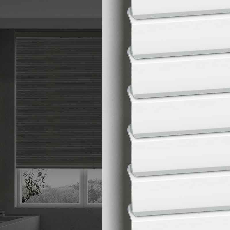 No Drill Mini Blinds Blackout Cordless Venetian Blind No Tools 1 Inch Aluminum Blinds U-Shaped Window Shades for Office, Home.White,17 3/4''W x 47''H