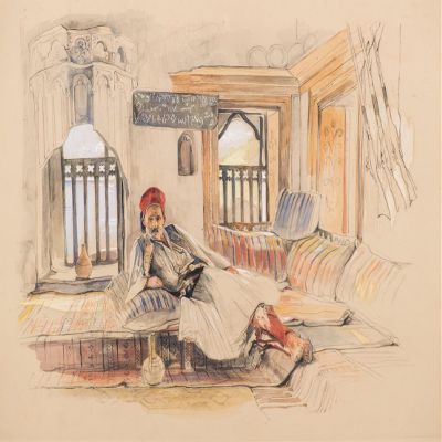 DTVWHQOHR Famous Painting Canvas Paining Print Posters Prints Art an Eastern Interior by John Frederick Lewis Modern Wall Artwork for Office Decor 60x90cm