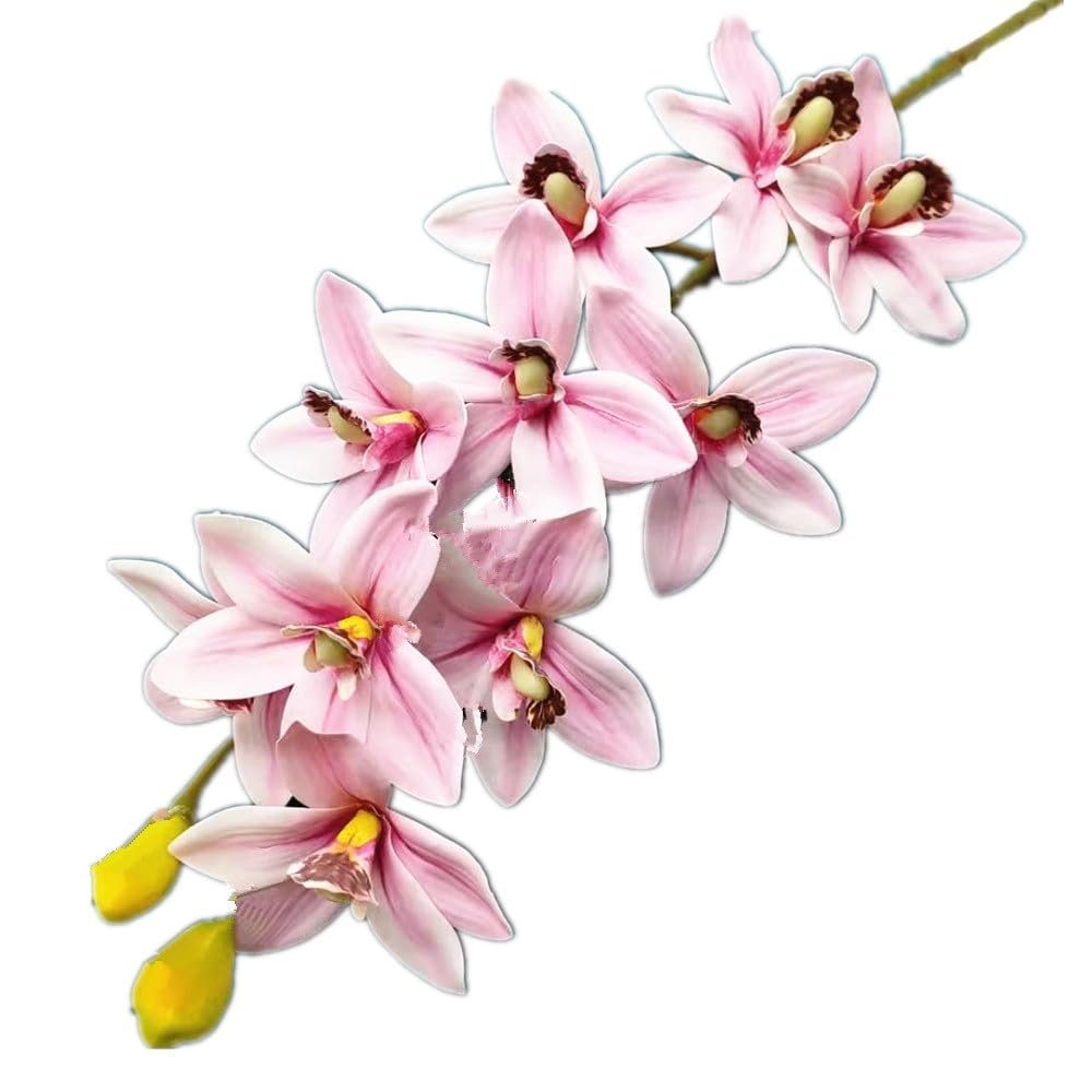 2-Pack Real Touch Artificial Orchid Branch, 12 Heads Faux Phalaenopsis for Home Office Floral Indoor Outdoor Decor(Pink)