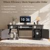 AMBERHAUS 59" Classic Executive Desk with Storage, Victorian Executive Desk with Charging Station, Keyboard Tray, 3 Drawers & 2 Cabinet Storage & 2 Pedestals, Easy Assembly, Black view 3
