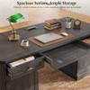 AMBERHAUS 59" Classic Executive Desk with Storage, Victorian Executive Desk with Charging Station, Keyboard Tray, 3 Drawers & 2 Cabinet Storage & 2 Pedestals, Easy Assembly, Black view 4