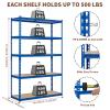 5 Tier Shelving Unit, 500 Lbs Per Shelf, 48" W x 18" D x 71" H Industrial Storage with Adjustable Steel Shelves for Garage, Warehouse, Kitchen, Pantry, Blue view 2
