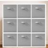 11 Inch Fabric Storage Bins, Storage Cubes, Collapsible Cube Storage Box, Fabric Closet Organizers with Handle for Home, Office, Shelf, Closets, Bedroom, Living Room, Grey, 9 Pack view 1