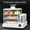 Electric Food Steamer - 3-Tier Vegetable Steamer with Touch Screen Display, 12-Hour Timer, Independent Water Tank for Home Use view 2