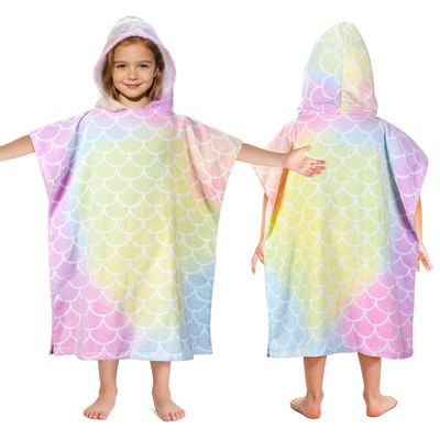 Tirrinia Kids Hooded Beach Towel, Toddler Hooded Bath Towel & Poncho Towel Super Absorbent, Wearable Swim Towel for Kids 3-6 Years Boys Girls at Bath Pool Beach, Birthday Gifts, Rainbow