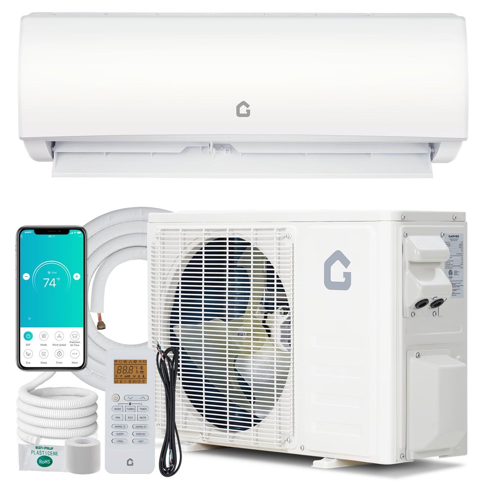 9,000 BTU Mini Split AC, 20 SEER2 Wall Mounted AC with Heat Pump & Installation Kits, Ductless Inverter Split-System Air Conditioners Cools Up to 450 Sq.Ft, Remote Control and, 115V