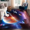 DJNEAR 4' x 6' Space Themed Rug for Kids Boys Girls Blue and Purple Galaxy Area Rug Cartoon Stars Planet Carpet Floor Mat Pad for Living Room Bedroom Dorms Nursery view 2