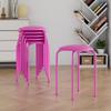 VECELO 6-Piece Stacking Stools, 17 Inch Standard Height, Padded Seat & Steel Legs, Portable Stackable Decoration Stools for School Classroom and Office Use, Pink view 2