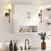 Mepplzian White Chevron Pattern Bathroom Wall Mount Cabinet view 1