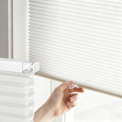 No Drill Cordless Cellular Shades, No Tools Honeycomb Shades, Light Filtering Pleated Blinds for Windows Shades.White,46.25" W x 56" H (117.475cmW x 142.24cmH)