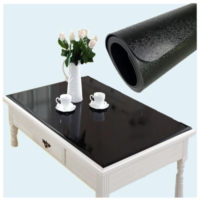 1.5 mm Black Dining Room Table Area Mat PVC Waterproof Tables Protector Waterproof 45x81Inch Desk Cover Protector Non-Slip Table Pad for Kitchen Living Room Garage Large Heat Resistant Mat