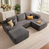 104" U-Shape Modular Sectional Sofa Couch,Comfy Upholstered Cloud Couch for Living Room,Modern Minimalist Couches,Deep Seat,No Assembly Required (Gray,Corduroy, Right Facing Chaise w/Ottoman) view 1