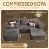 104" U-Shape Modular Sectional Sofa Couch,Comfy Upholstered Cloud Couch for Living Room,Modern Minimalist Couches,Deep Seat,No Assembly Required (Gray,Corduroy, Right Facing Chaise w/Ottoman) view 2