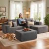 104" U-Shape Modular Sectional Sofa Couch,Comfy Upholstered Cloud Couch for Living Room,Modern Minimalist Couches,Deep Seat,No Assembly Required (Gray,Corduroy, Right Facing Chaise w/Ottoman) view 3