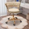 AIBEINUO Velvet Vanity Chair with Gold Frame, Adjustable Height Desk, Swivel Task Chairs for Home Office, & Living Room(Beige) view 1