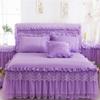Princess Bed Skirt Set Bed Skirt Pillowcases Bedding Bedspreads Sheet Pink Bedding for Girl Bed Cover,Purple,180x200cm view 1