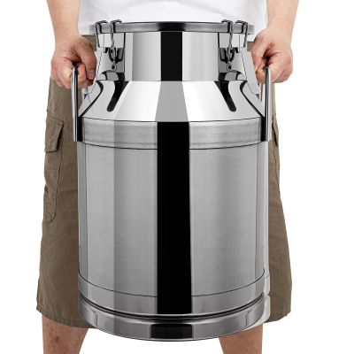 HAPPCUCOE 30L/7.93 Gallon Milk Can,Stainless Steel Milk Transport Cans with Lid,Wine Pail Bucket Oil Liquid Storage Barrel with 2 Handles Liquid Container for Milk Wine Oil Liquid