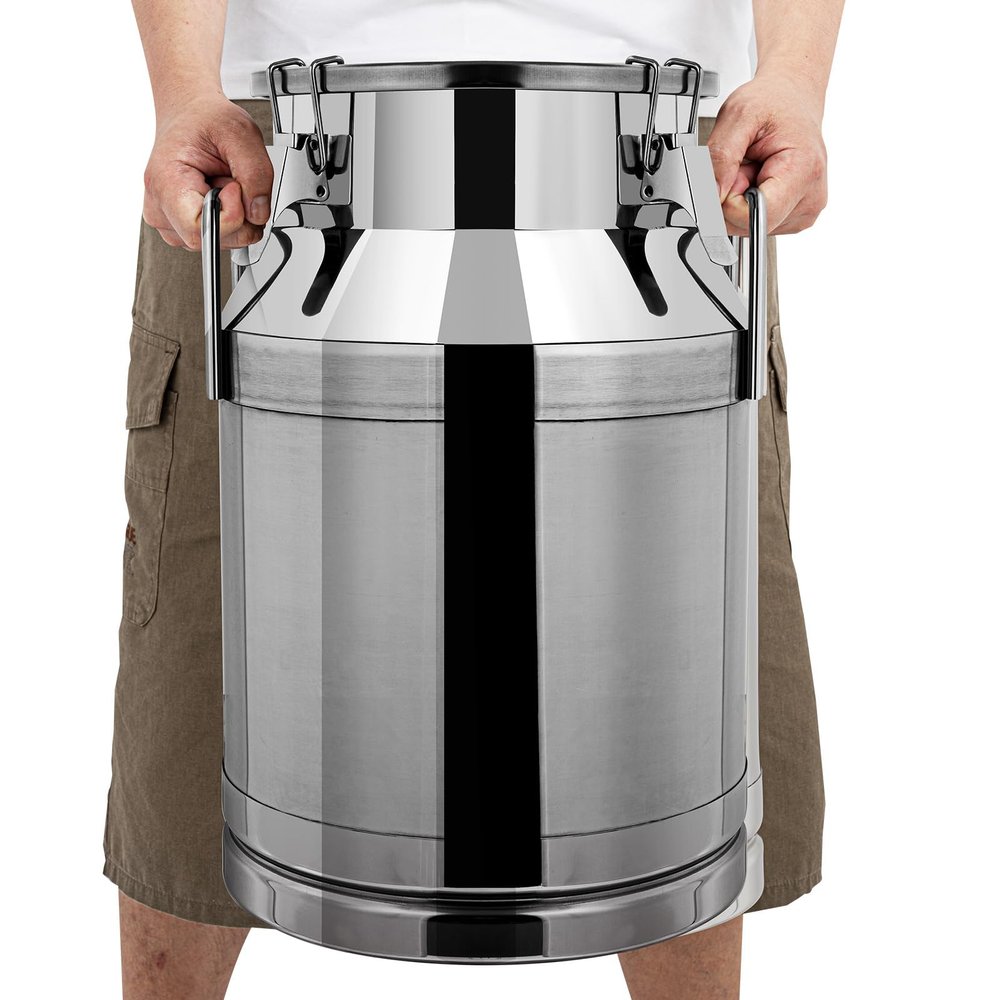 HAPPCUCOE 30L/7.93 Gallon Milk Can,Stainless Steel Milk Transport Cans with Lid,Wine Pail Bucket Oil Liquid Storage Barrel with 2 Handles Liquid Container for Milk Wine Oil Liquid