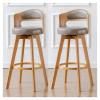360 Swivel Barstools Set of 2, Counter Height Kitchen Island Stools, 67/77/87cm Modern Upholstered Chair with Wood Back and Legs view 1