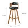 360 Swivel Barstools Set of 2, Counter Height Kitchen Island Stools, 67/77/87cm Modern Upholstered Chair with Wood Back and Legs view 2