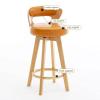 360 Swivel Barstools Set of 2, Counter Height Kitchen Island Stools, 67/77/87cm Modern Upholstered Chair with Wood Back and Legs view 3
