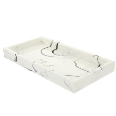 BESPORTBLE Marble Grain Sundries Storage Tray Tabletop Organizer Bathroom Vanity Tray for Cosmetics Jewelry and Toiletries Holder White Pattern