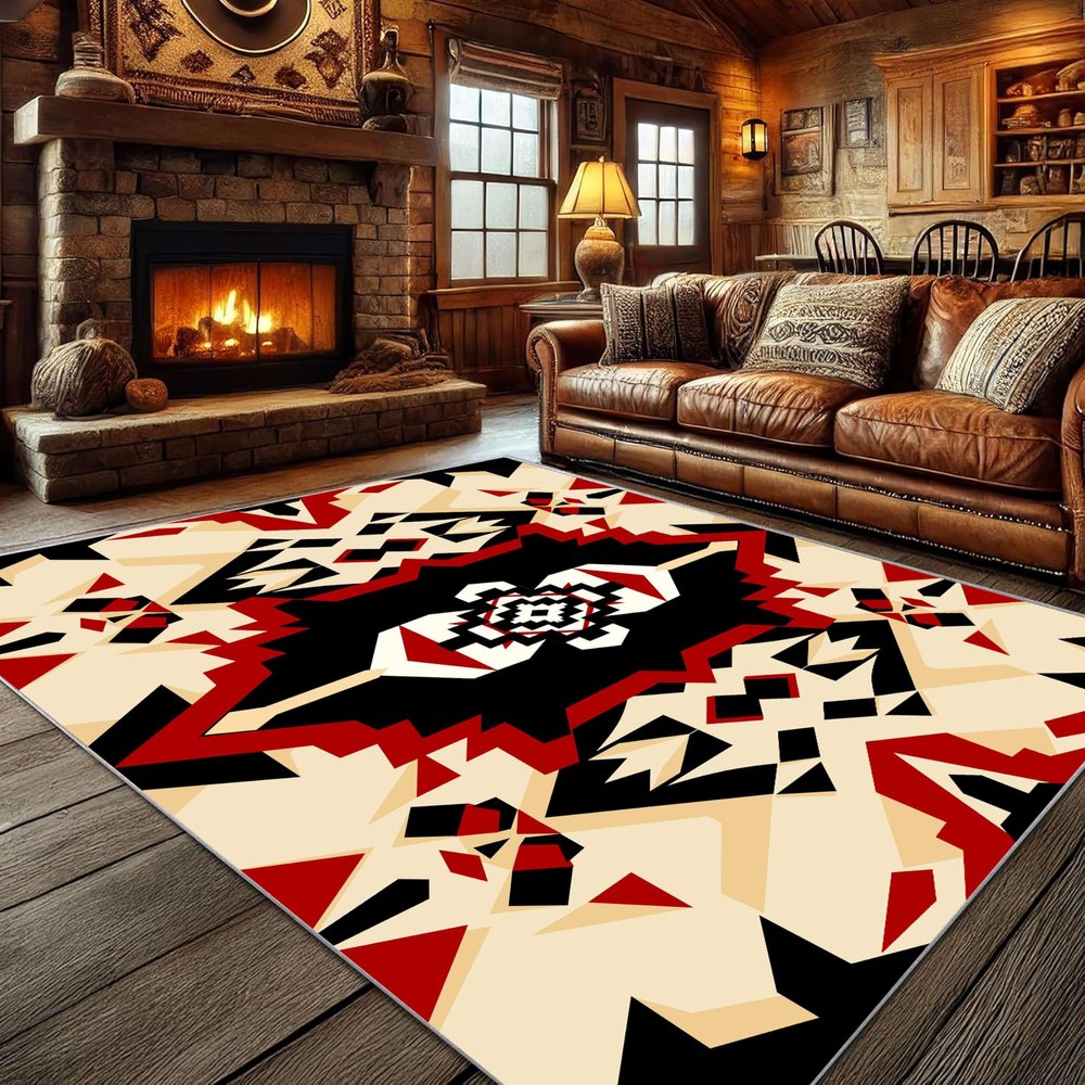 Moroccan Washable 7x9 Area Rugs, Bohemian Black Beige Abstract Geometric Diamond Pattern, Modern Southwest Style Soft Non-Slip Pet and Child Friendly Carpet for Living Room Bedroom Dining Table