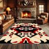 Moroccan Washable 7x9 Area Rugs, Bohemian Black Beige Abstract Geometric Diamond Pattern, Modern Southwest Style Soft Non-Slip Pet and Child Friendly Carpet for Living Room Bedroom Dining Table view 2