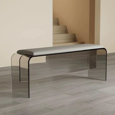 EPZBUJF Acrylic Floating Stool with Cushion, Modern Entryway Shoe Changing Bench, Clear Long Bench for Bedroom, Doorway, Bed End Seating(Gray 2,80 * 30 * 45cm)