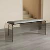 EPZBUJF Acrylic Floating Stool with Cushion, Modern Entryway Shoe Changing Bench, Clear Long Bench for Bedroom, Doorway, Bed End Seating(Gray 2,80 * 30 * 45cm) view 1