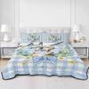BketraquerC Twin XL Quilt Set, Spring Easter Bunny Eggs Lightweight Soft Microfiber Summer Bedspread Coverlet with 2 Pillow Shams, Blue Bow Plaid Tulips 3 Piece Bedding Set for All Seasons view 3